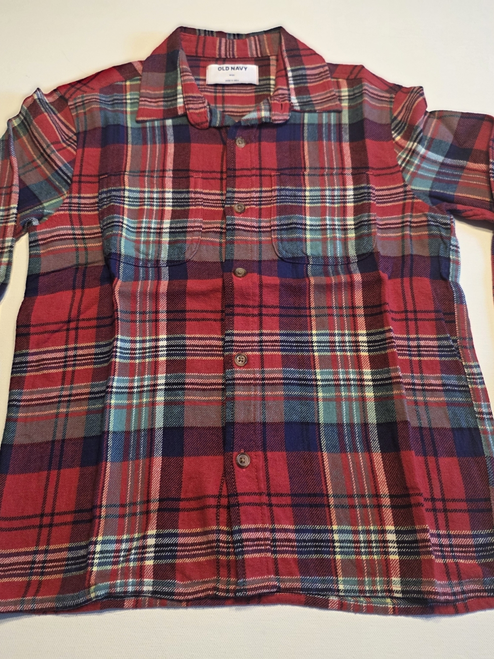 Old Navy Red and Blue Plaid Button-Down Shirt